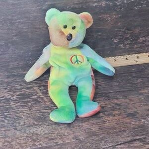 Ty Multicolor Peace Bear Plush